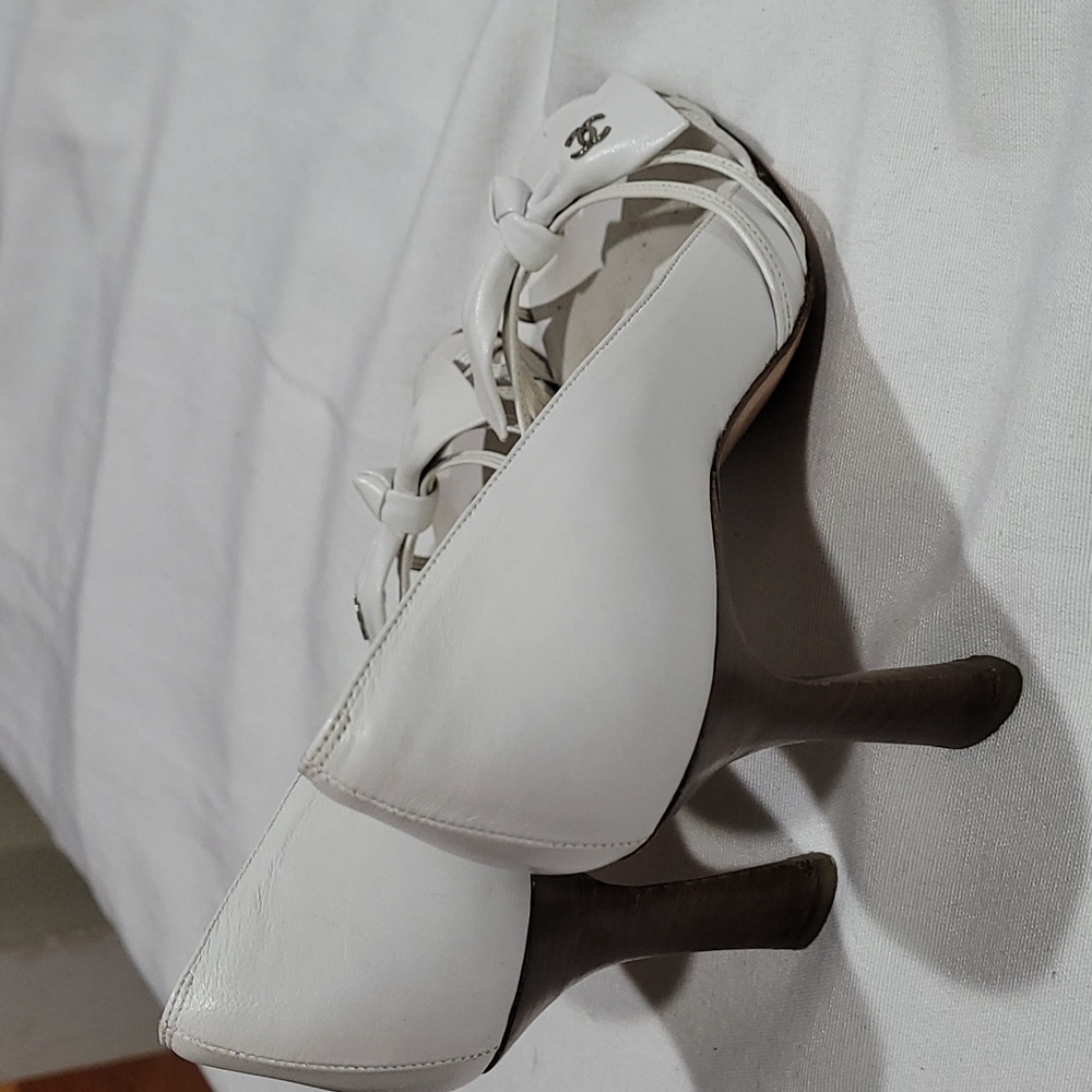 Chanel open toe heels shoes sz eu35 - Picture 4 of 16
